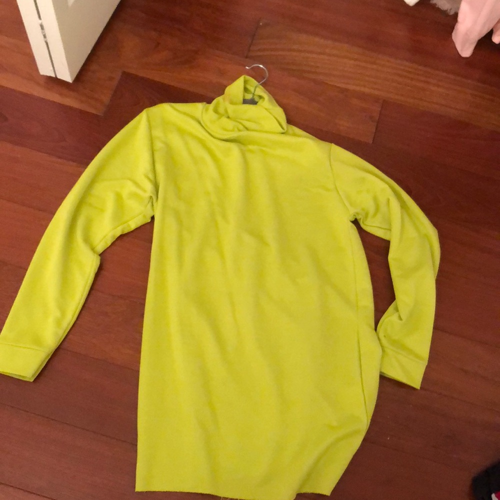 Iime green, oversized, long, turtleneck sweater